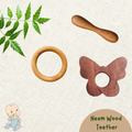 Neem Wood Teether For 0-1 Year Baby (Butterfly/Ring/Dumbbell)