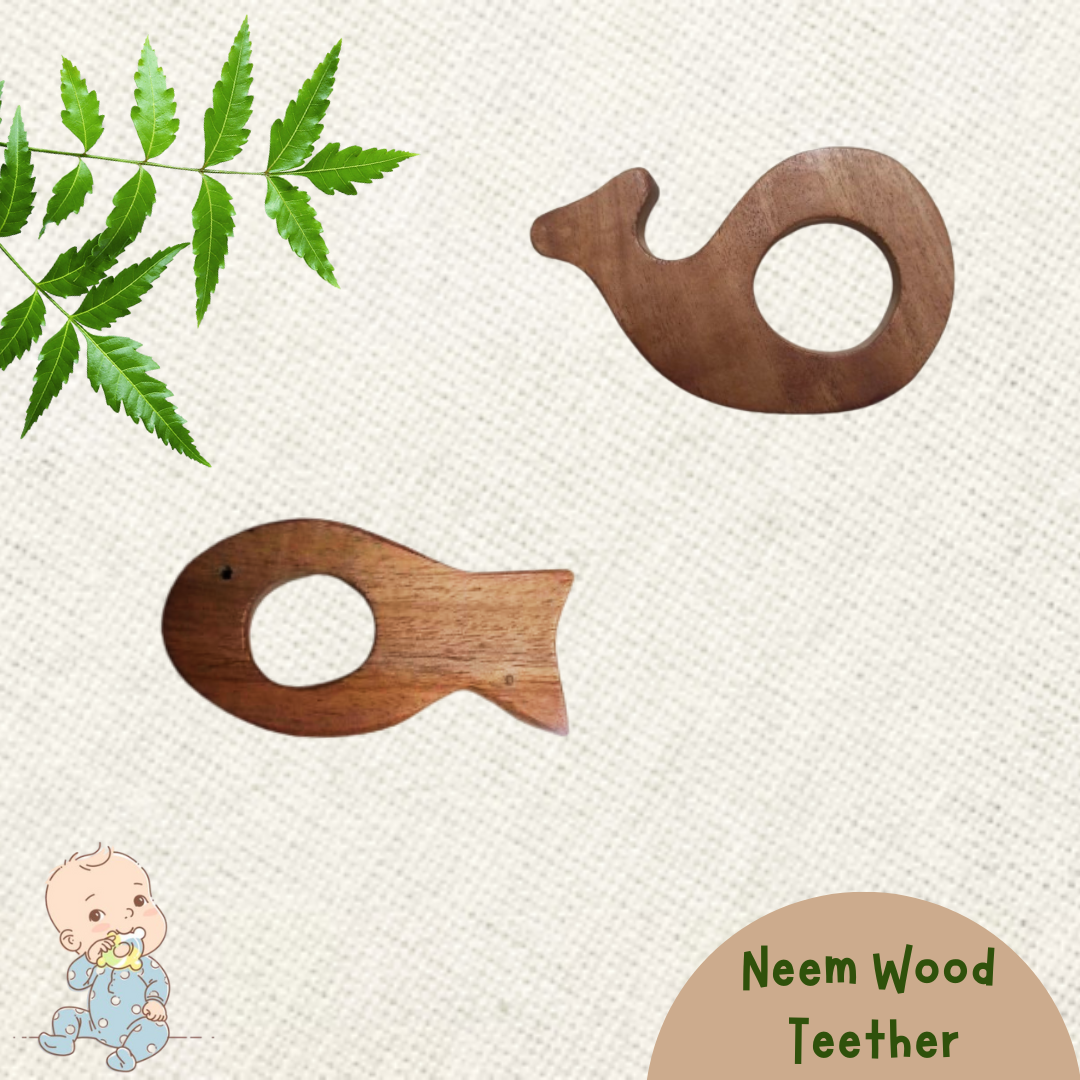 Neem Wood Teether For 0-1 Year Baby (Fish/Dolphin)
