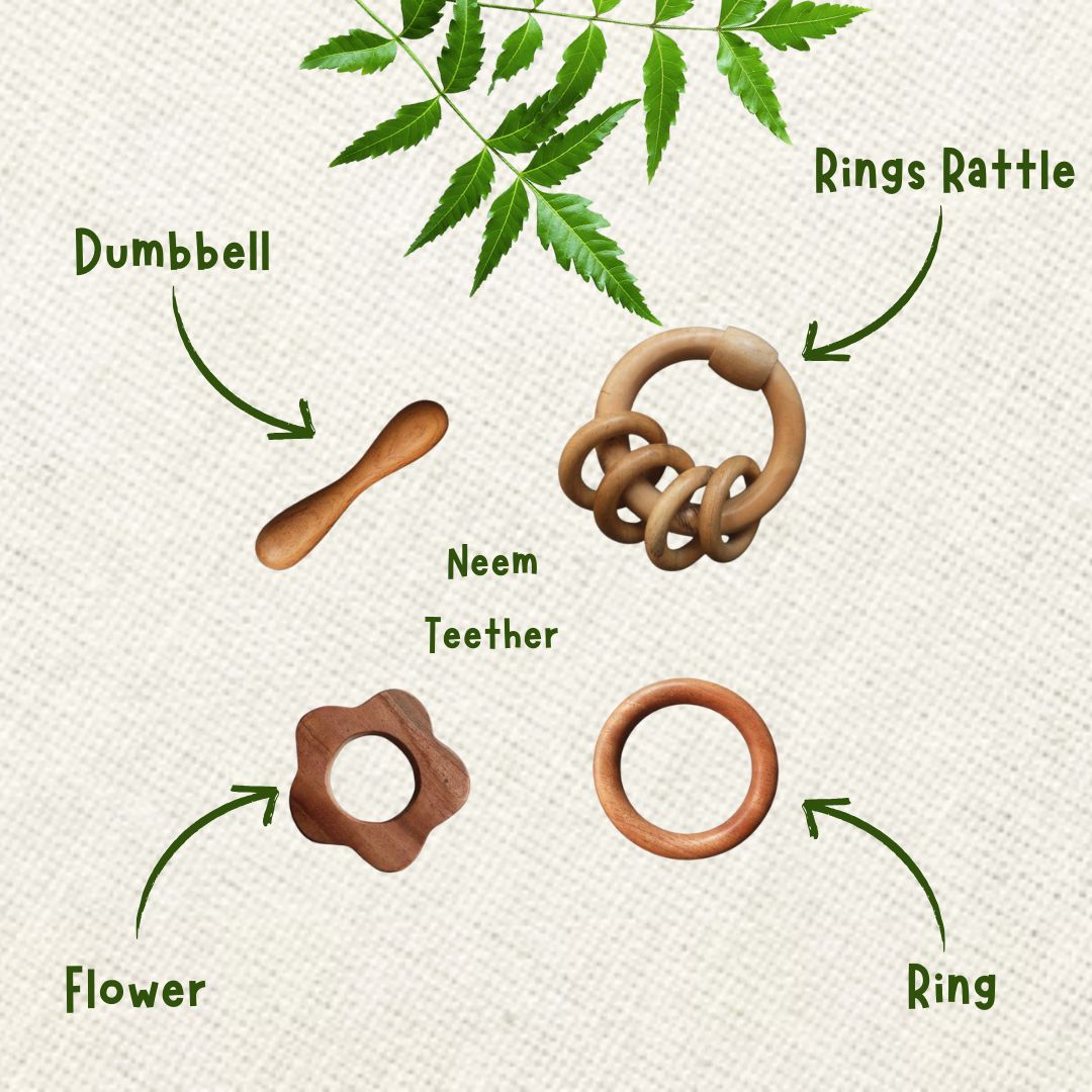 Neem Wood Teether & Rattles Combo (8 Pis)