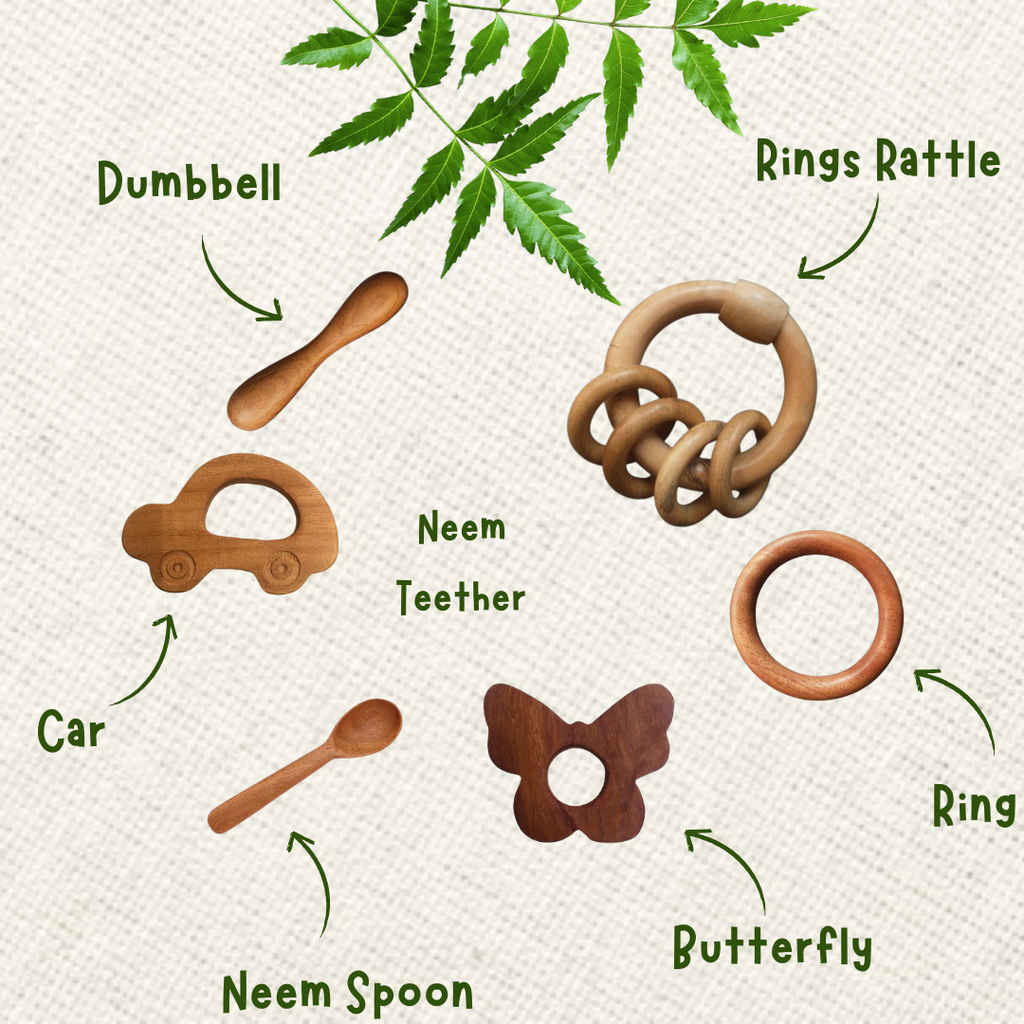 Neem Wood Teether Set For 0-1 Year Baby