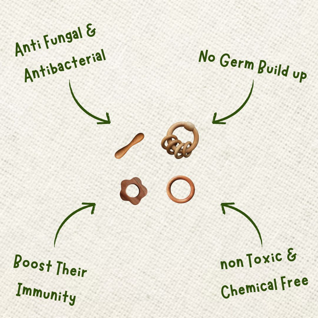 Neem Wood Teether & Rattles Combo (8 Pis)