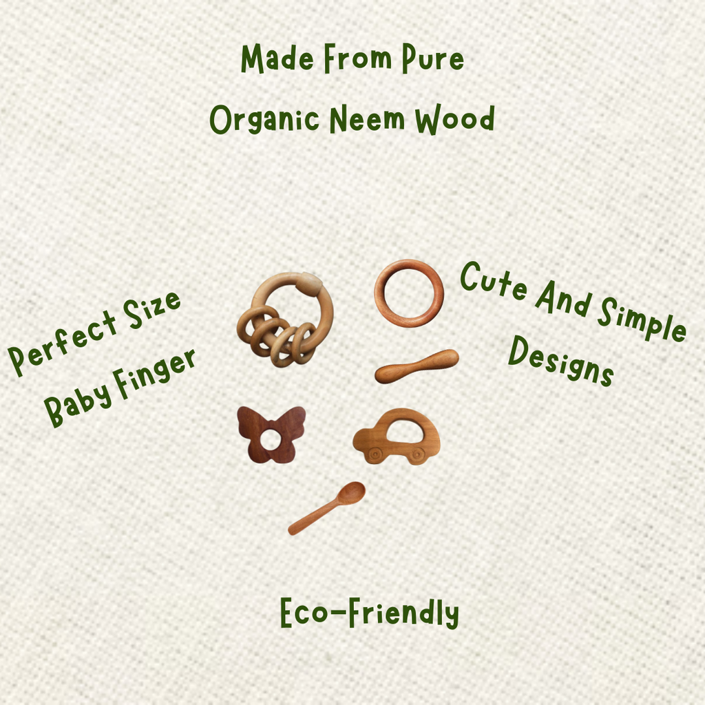 Neem Wood Teether Set For 0-1 Year Baby
