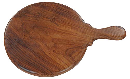 Wooden Pizza Platter/Pan/Bat/Snack Serving Plate for Home and Cafe (Round | Slim | 12 Inch | Brown)