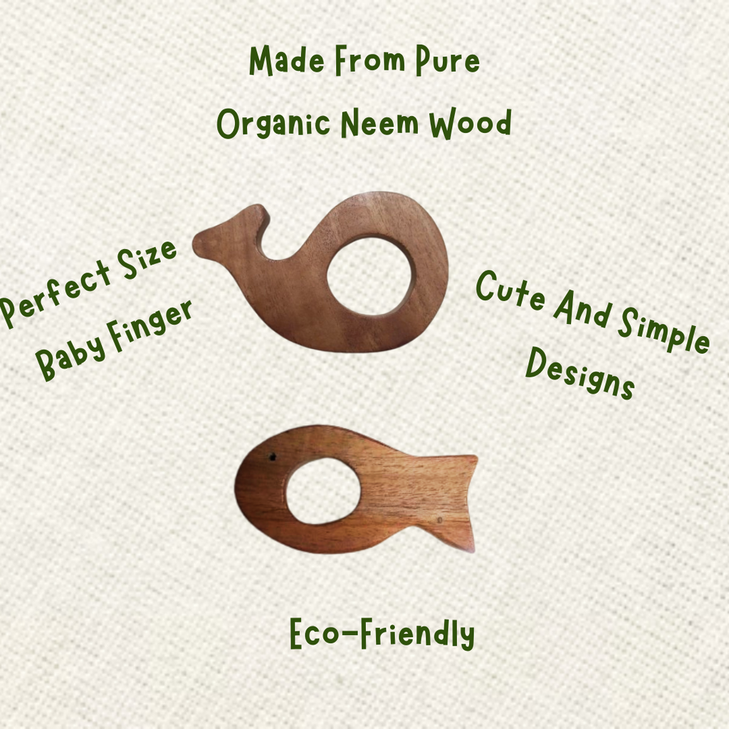 Neem Wood Teether For 0-1 Year Baby (Fish/Dolphin)