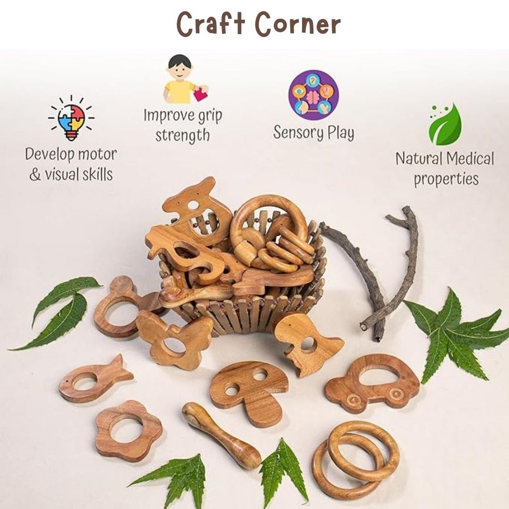 Neem Wood Rattles Combo (5 Pis)