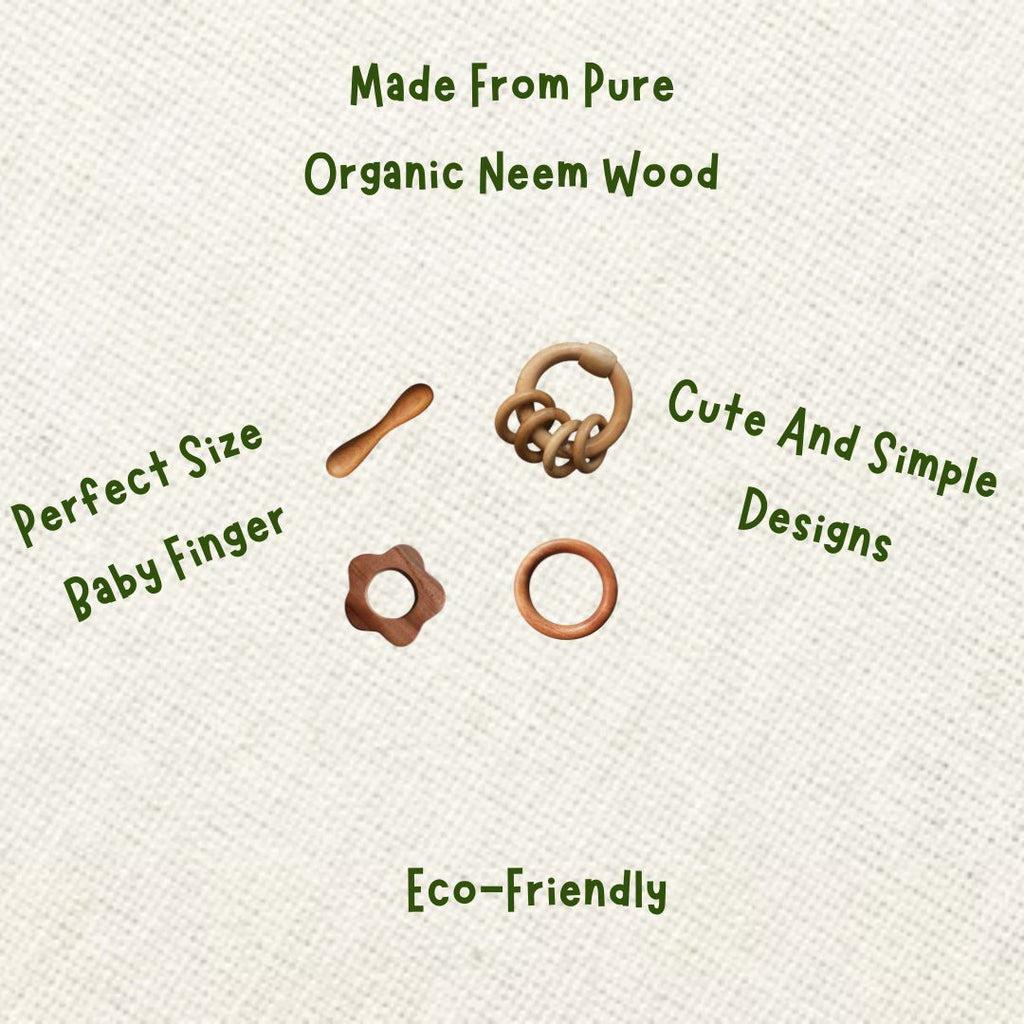 Neem Wood Teether & Rattles Combo (8 Pis)