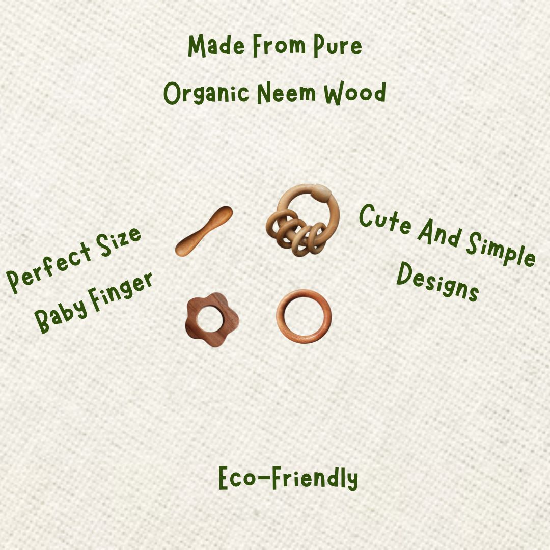 Neem Wood Teether & Rattles Combo (8 Pis)