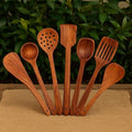 Handmade Wooden Non-Stick Serving and Cooking Spoon (Set of 7) - 90 Cm