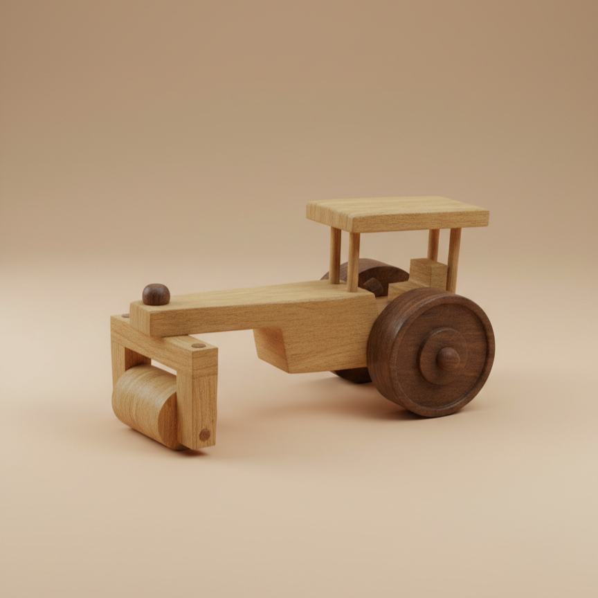 Wooden Road RolllerToy  – Handcrafted Natural Wood Toy