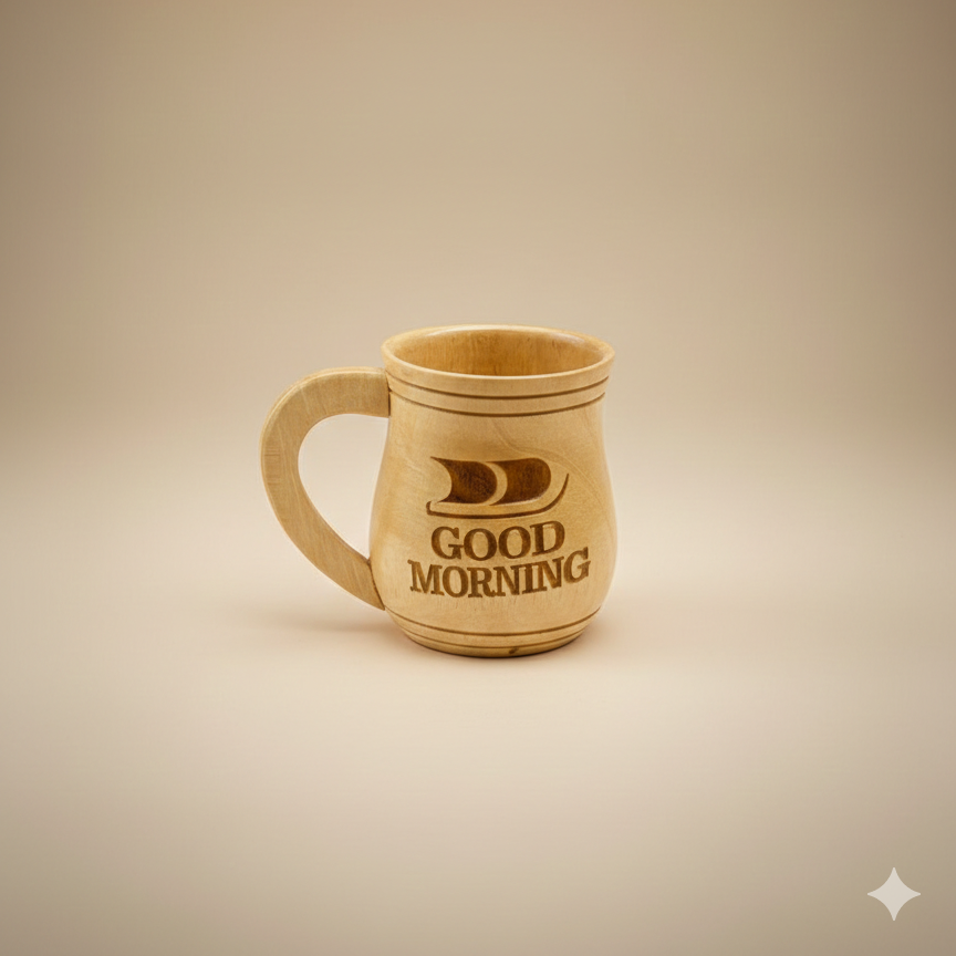 Wooden Tea & Coffee Cup/Mug (Good Morning/Light Shade)