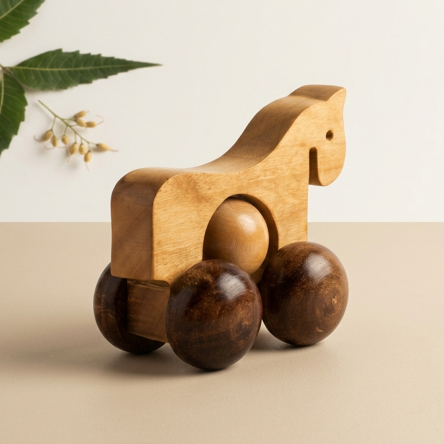 Wooden Vintage Horse Toy  – Handcrafted Natural Wood Toy
