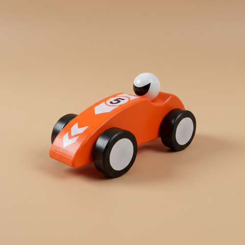 Handcrafted Wooden Racing Car Toy – Classic Pull Car