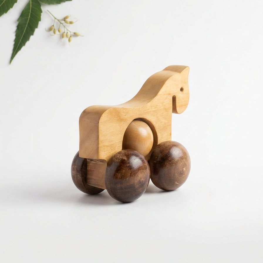 Wooden Vintage Horse Toy  – Handcrafted Natural Wood Toy