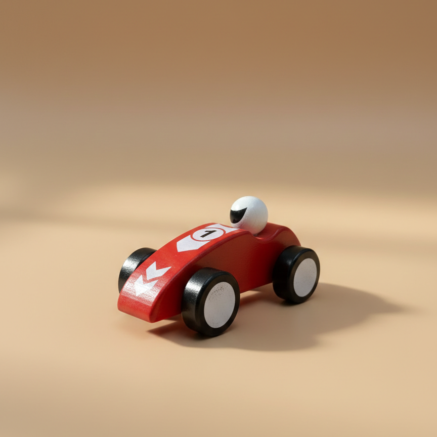 Handcrafted Wooden Racing Car Toy – Classic Pull Car