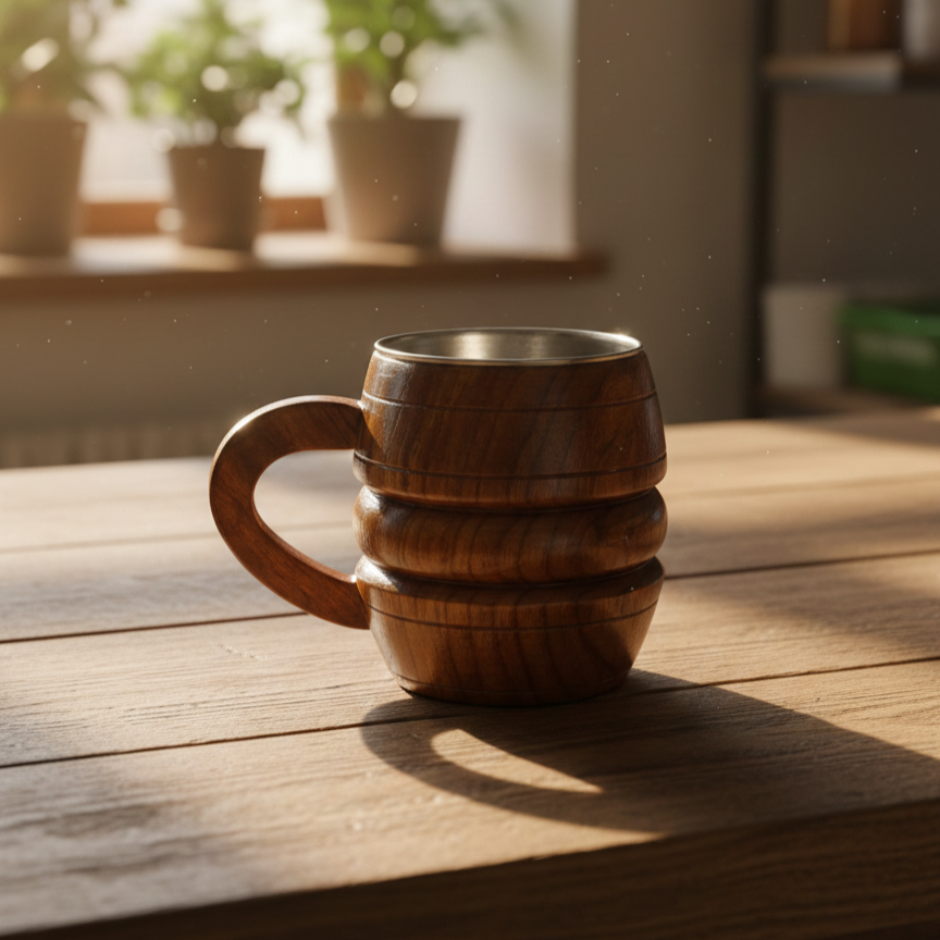Wooden Tea & Coffee Cup/Mug (Grip Design)
