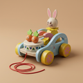 Wooden Bunny Drummer Pull Along Toy – Rolling Musical Toddler Toy