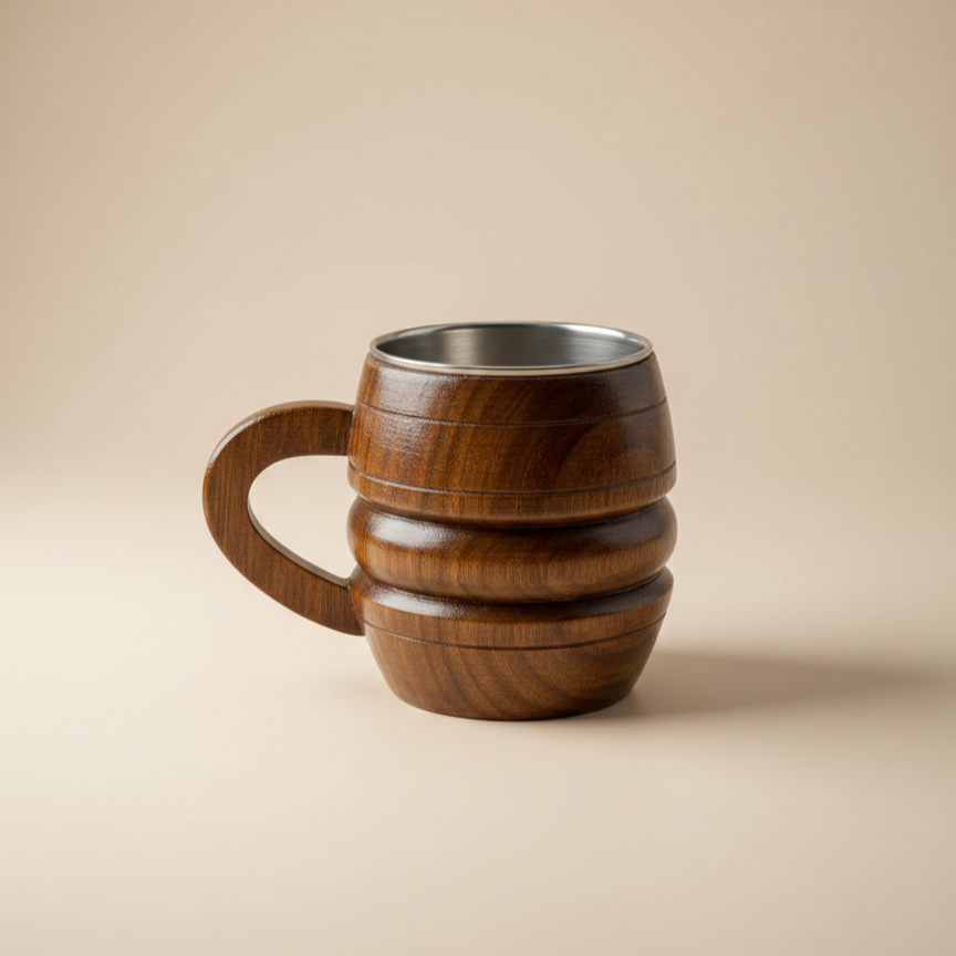 Wooden Tea & Coffee Cup/Mug (Grip Design)