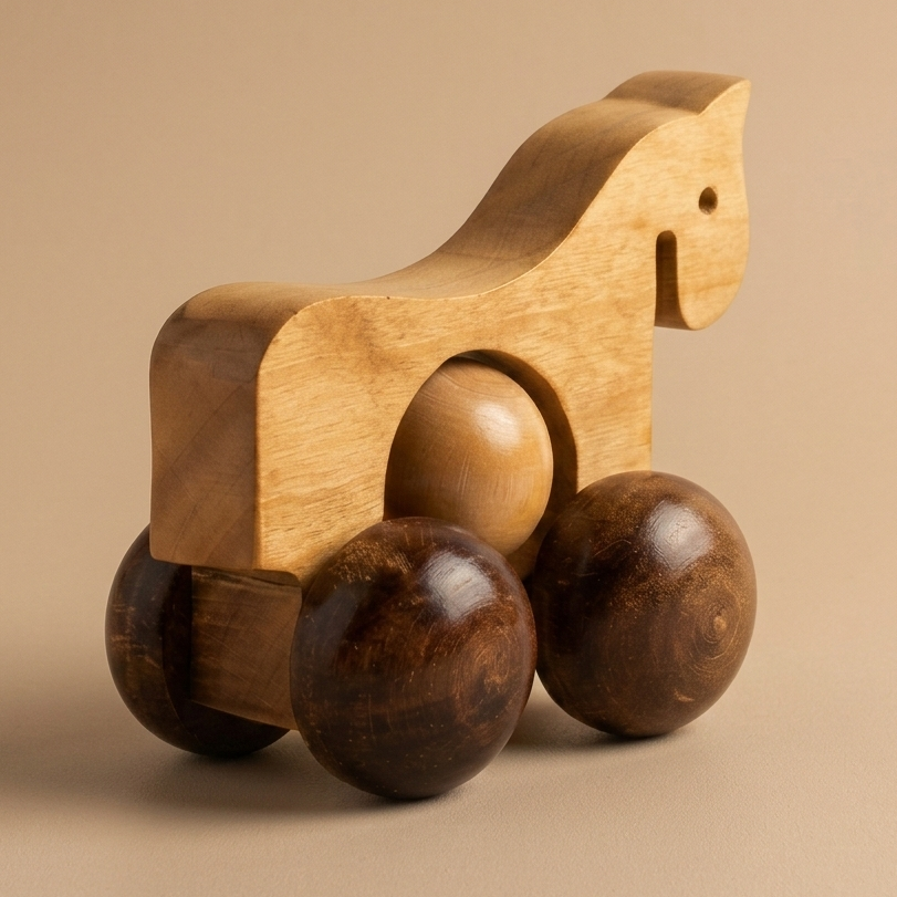 Wooden Vintage Horse Toy  – Handcrafted Natural Wood Toy