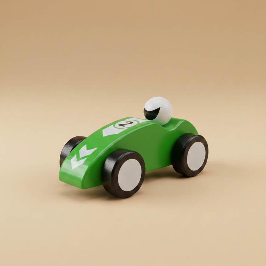 Handcrafted Wooden Racing Car Toy – Classic Pull Car