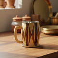 Handcrafted Wooden Coffee Mug with Stainless Steel Inner | 18 cm Height | Premium Geometric Design | Eco-Friendly Tea & Coffee Mug
